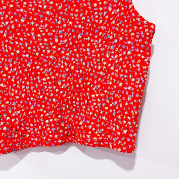 AMERICAN EAGLE – Orange Floral Smocked Crop Tank Top | Cotton Summer | Small * - Picture 5 of 7